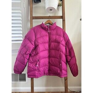 L.L. Bean Goose Down Puffer Jacket Pink Size XL Full Zip Women's Y2K